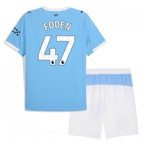 Virallinen pelipaita Manchester City Foden 47 Koti 2025-26 Lyhythihainen - Lasten ( + Lyhyet housut )